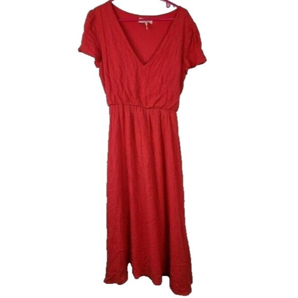 WAYF Womens Red Short Sleeve Midi Dress Small BOHO Feminine Casual